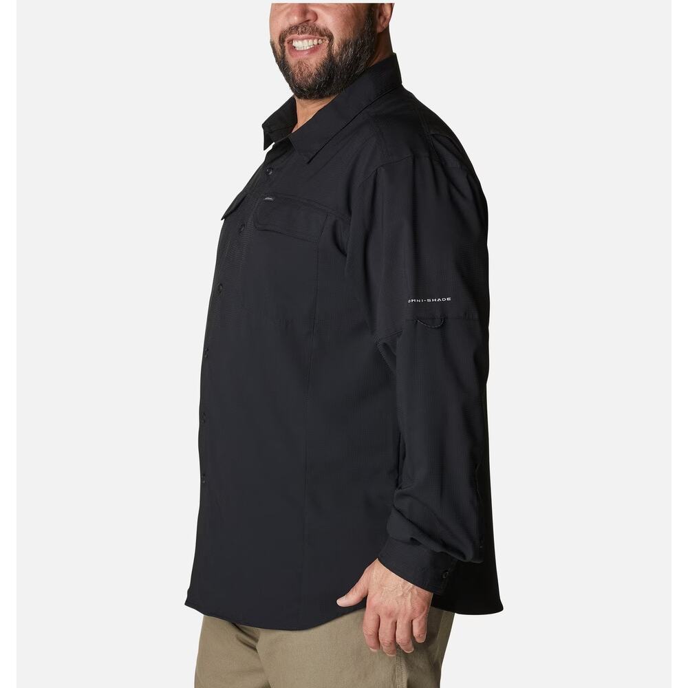Columbia Omni-Shade Button Up Shirt 2X Tall Big & Tall Black Fishing Hiking